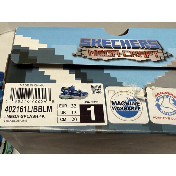 Skechers Mine-Craft Mega-Splash 4K Boys/Girls Sandals Hoop&Loop Strap Sz 1 New - Picture 15 of 16
